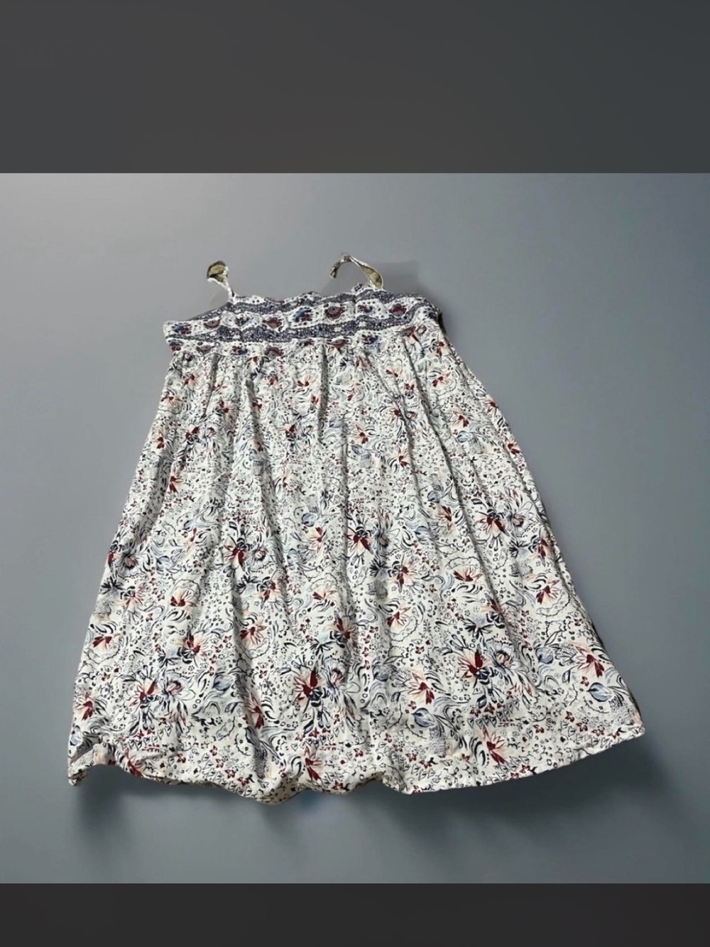 Wildflowers White Floral High-Low Dress with Red and Blue Accents